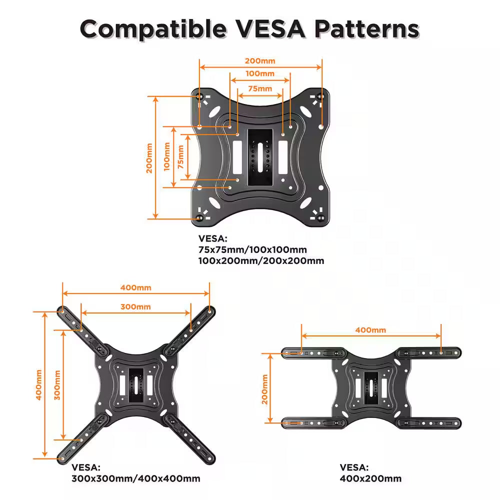 Full Motion Dual Arm TV Wall Mount for 23 In. to 55 In. Flat Panel Tv'S with 20° Tilt, 66 Lbs. Load Capacity