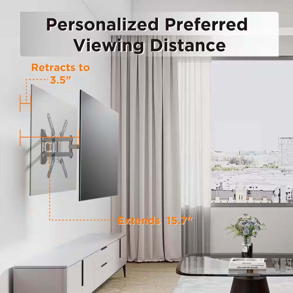 Full Motion Dual Arm TV Wall Mount for 23 In. to 55 In. Flat Panel Tv'S with 20° Tilt, 66 Lbs. Load Capacity