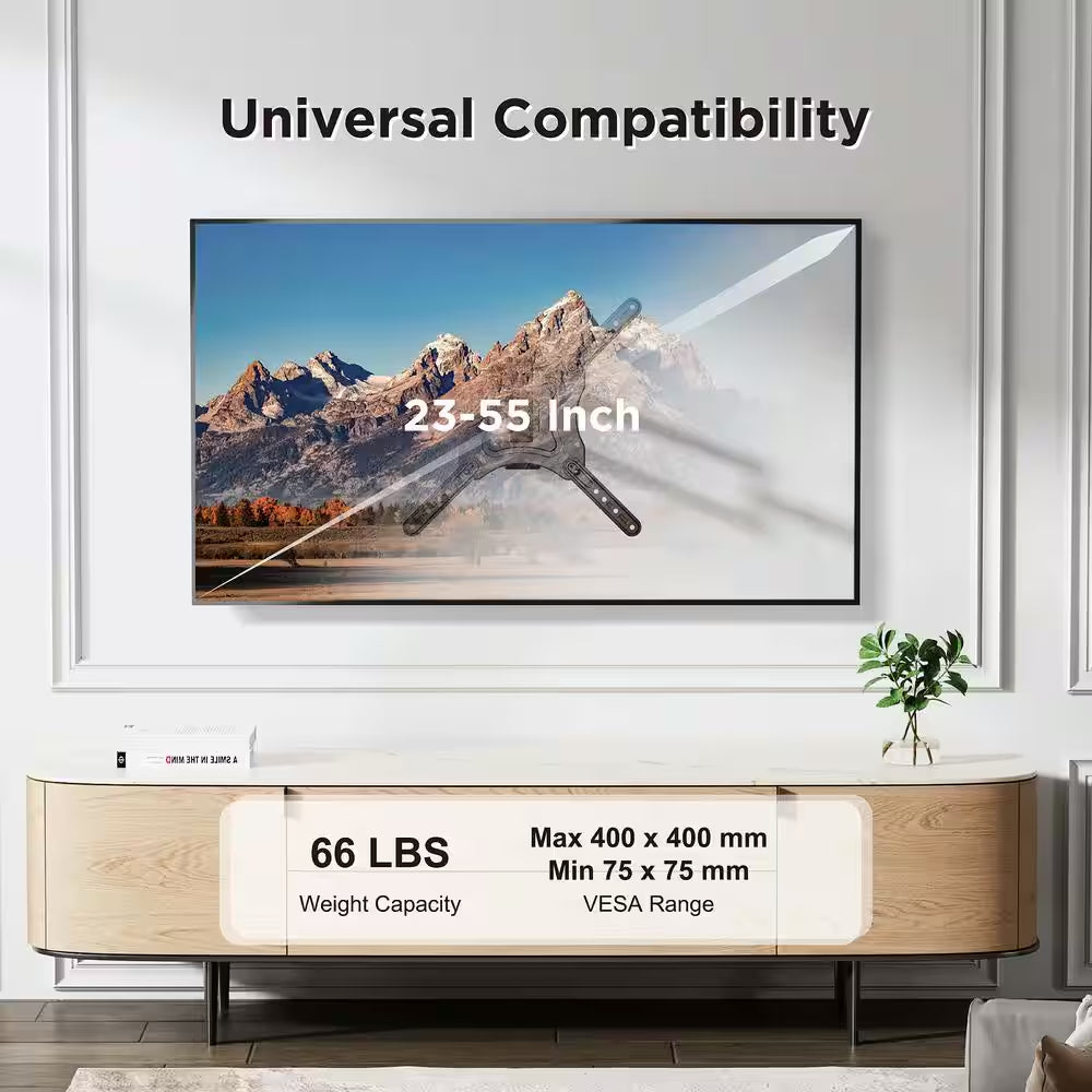 Full Motion Dual Arm TV Wall Mount for 23 In. to 55 In. Flat Panel Tv'S with 20° Tilt, 66 Lbs. Load Capacity