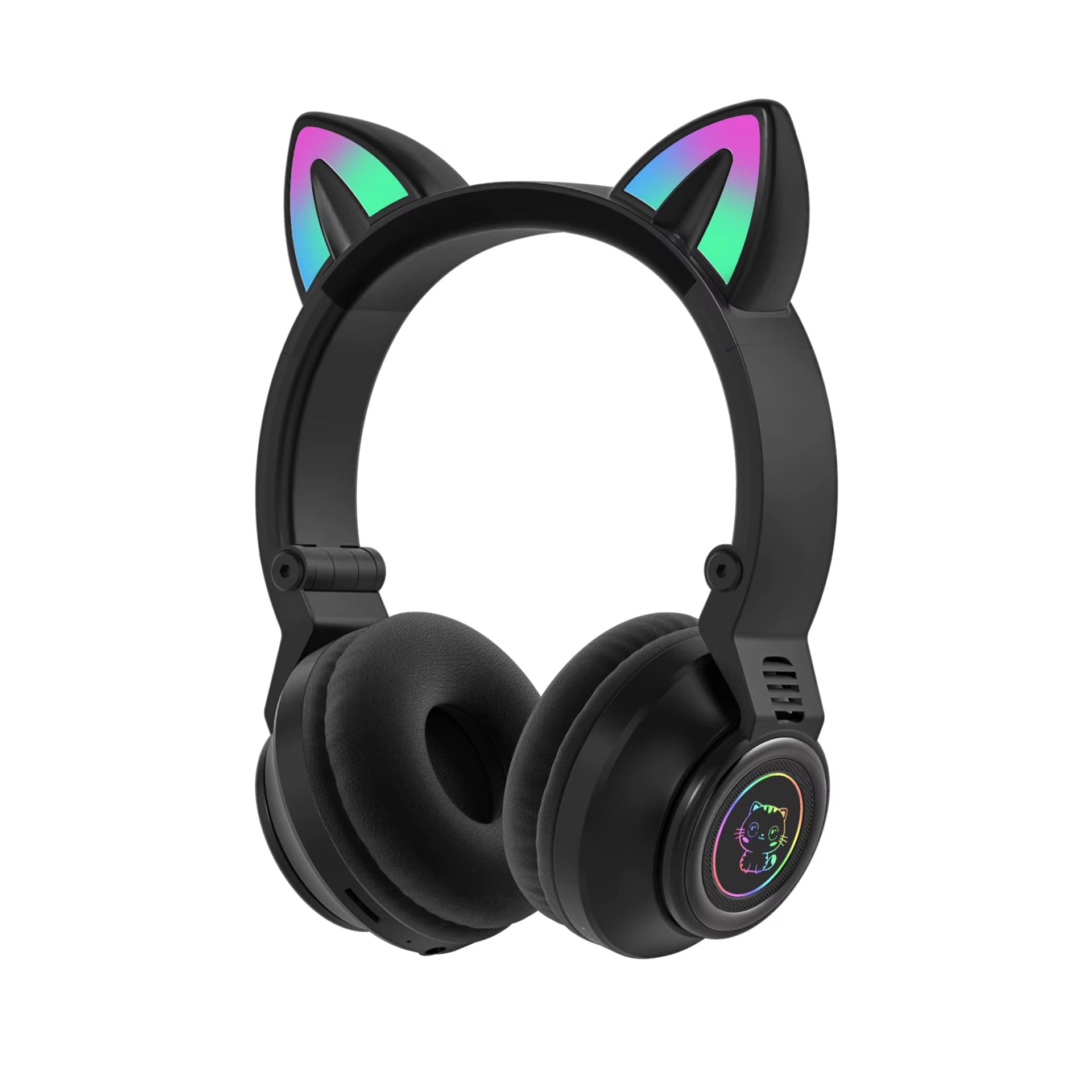 BSCI Factory Cute and Lovely Kids Headset Wireless Child Headphone with Cat Ear Kids Light up for Fire Tablet/Laptop/Pad