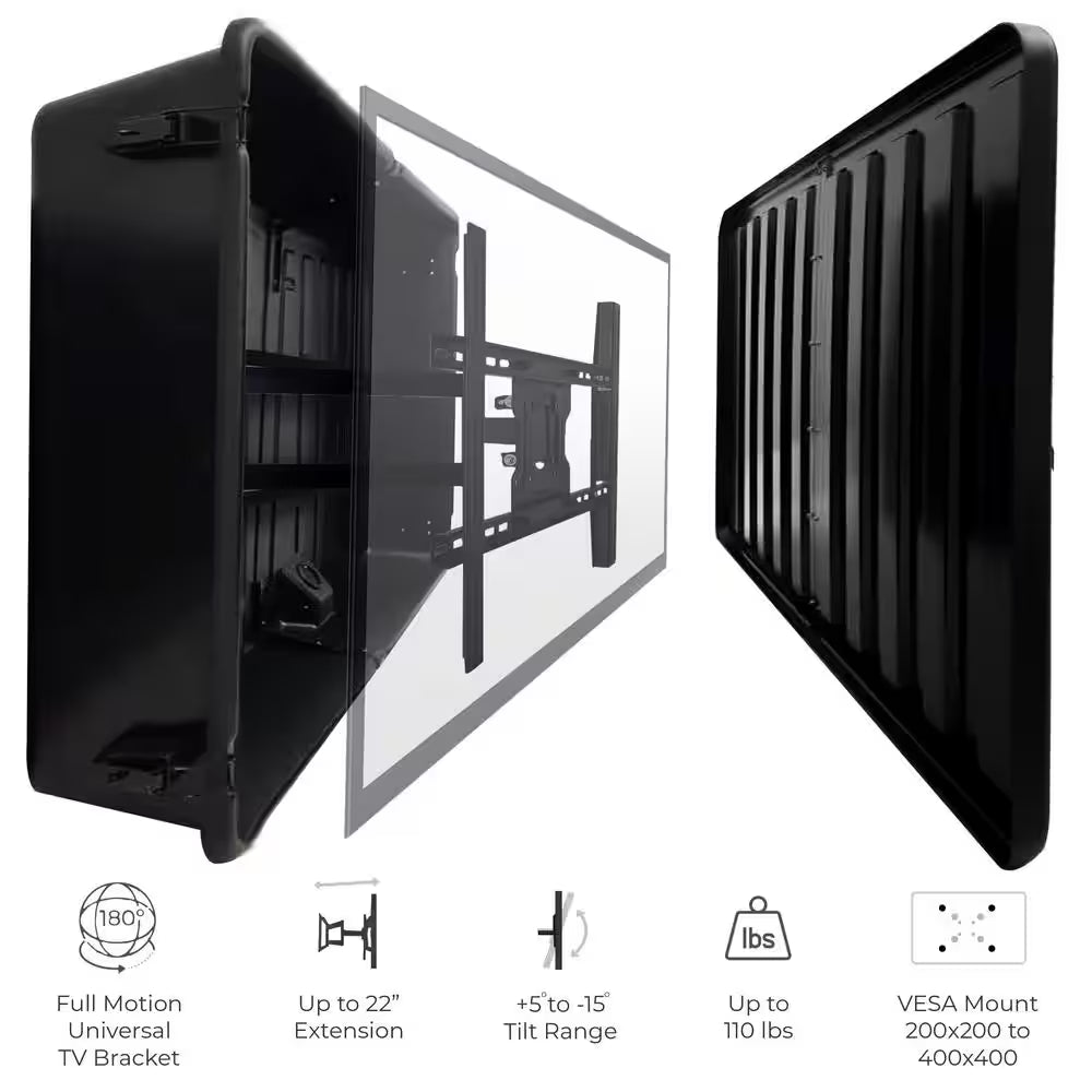 Outdoor TV Hard Cover Weatherproof Protection 55-65 In. Television Mounting Bracket Included