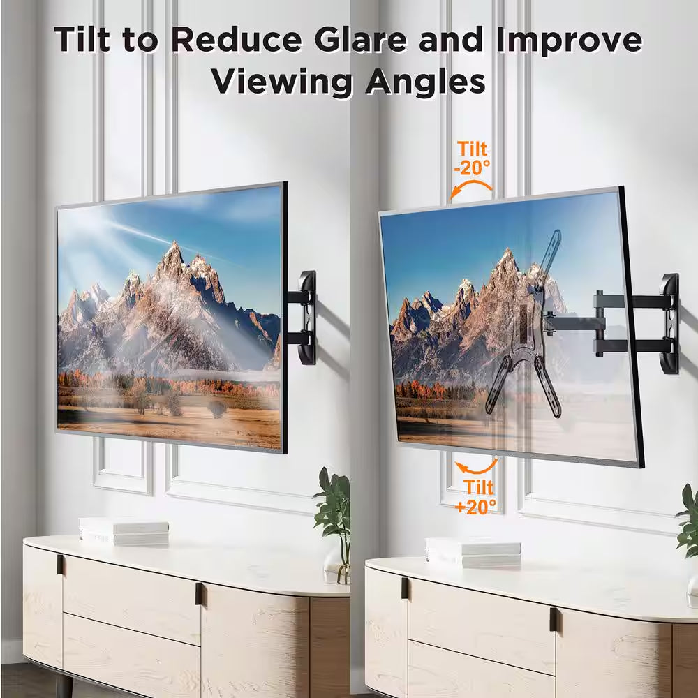 Full Motion Dual Arm TV Wall Mount for 23 In. to 55 In. Flat Panel Tv'S with 20° Tilt, 66 Lbs. Load Capacity
