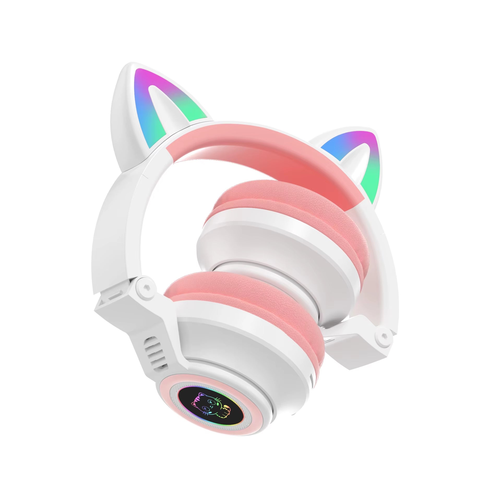 BSCI Factory Cute and Lovely Kids Headset Wireless Child Headphone with Cat Ear Kids Light up for Fire Tablet/Laptop/Pad