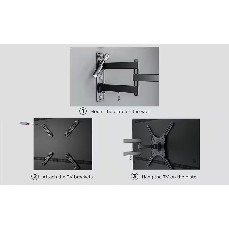 Full Motion Dual Arm TV Wall Mount for 23 In. to 55 In. Flat Panel Tv'S with 20° Tilt, 66 Lbs. Load Capacity